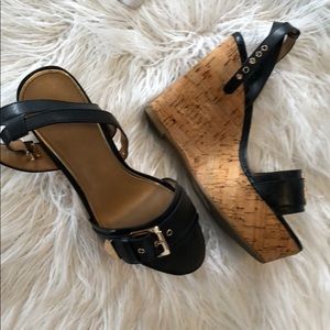 Black & gold Aldo wedges